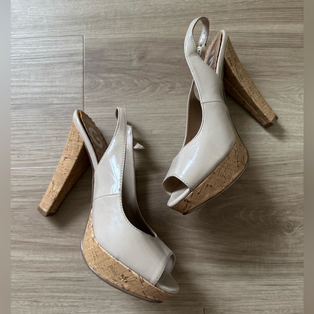 Guess Cream Slingback Wedge Sandals